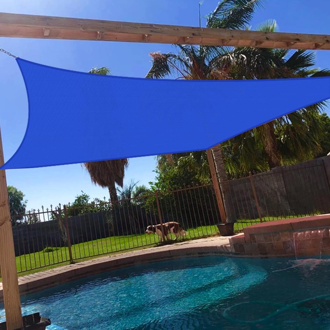 16' x 20' Sun Shade Sail Rectangle Outdoor Canopy Cover UV Block for Backyard Porch Pergola Deck Garden Patio (Blue)