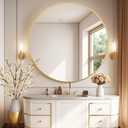 39 Inch Large Round Mirror, Gold Metal Frame Modern Oversized Circle Mirror - Wall Vanity Mirror for Decorative, Bathroom Mirrors for Over Sink, Entryway, Living Room, Washrooms and Bedroom