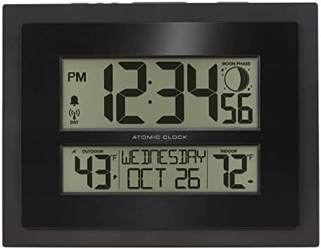 La Crosse Technology 513-75624-INT Digital Atomic Clock with Outdoor Temperature and Moon Phase, Black