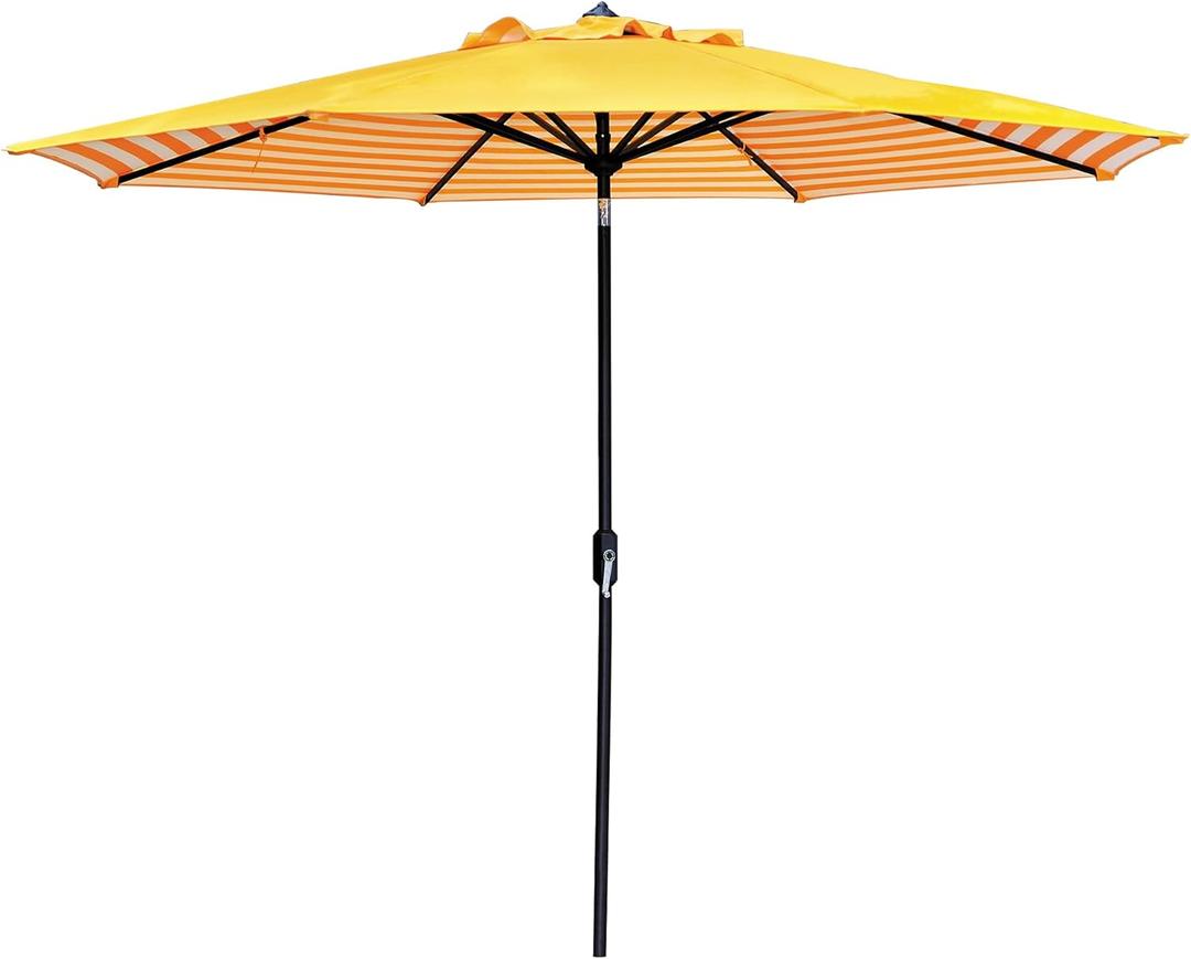11 Foot Outdoor Patio Umbrella Replacement Canopy, Market Umbrella Top, Outdoor Table Umbrella Canopy for 8 Ribs, Vented Canopy, Sun Protection UPF 50+ and 2-Years-color fastness to light (Yellow Stripe Underneath)