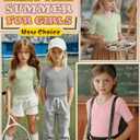 3 Pack Girls T Shirts 5-14 Years Tween Summer V Neck Cute Fitted Tops Fashion Trendy Basic Tees for Kids