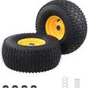 16x6.5-8 Tubeless Tire and Wheel,2 Pcs Replacement Riding Lawn Mower Garden Tractor Front Wheel Tire and Wheel with 3" Offset Hub, 3/4" Bearing or 1" Bore Bushing