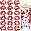 Hicarer 157 Feet 24 Strings Pearl String for Floating Candles, Highlight Faux Pearl as Vase Filler, Ideal for Wedding Party Garland, Home Table Centerpieces Decor(Red)