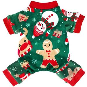 Dog Christmas Pajamas Soft Lightweight Velvet Dog Christmas Outfit Warm Pet Winter Clothes for Medium Pet Dogs Cats