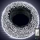 340 LED 90FT Christmas String Lights Outdoor, 12 Pro Modes and Timer Memory & Brightness, Plug in Waterproof Dark Green Wire Twinkle Light for for Xmas Yard Tree Wedding Party Decor (Cool White)