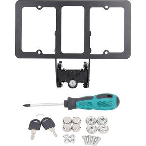 No Drill Front License Plate Bracket Holder - Universal License Plate Frame for Car Truck Van SUV with Galvanized Screw and Anti-Theft Bolt Caps, Stainless Steel Metal Binding Tape and Wrench Set