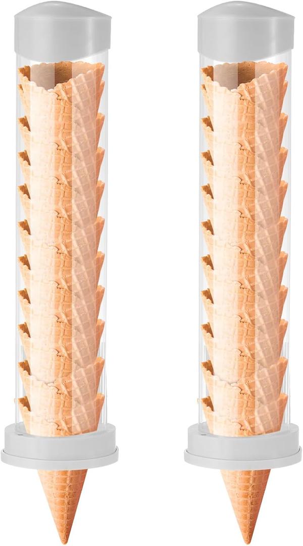 Tioncy 2 Pcs Ice Cream Cone Dispenser Waffle Cones Holder 16'' L x 3'' Dia with 2 Gaskets for Ice Cream Wall Mount