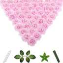 100 Pcs 2 Inch Artificial Flowers Faux Foam Fake Rose Head Bulk for Home Decor Wedding Decoration Bridal Shower Wall Table Centerpiece Arrangement DIY Craft (Light Pink)