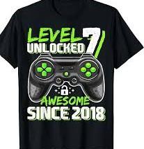 7th Birthday Boy Level 7 Gamer 7 Year Video Game Party T-Shirt S