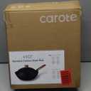 CAROTE 12" Carbon Steel Wok Pan, 4.5QT Woks & Stir-fry Pans Nonstick, No Chemical Coated Pre-Seasoned Flat Bottom Wok with Lid for Stir Fry, Chinese Cast Iron Wok, Cooking Pan, All Stovetop Compatible