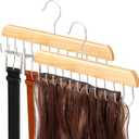 2 Pack Wood Hair Extension Holder for Hair Storing, Washing, Drying, Coloring, Styling, Foldable Hair Extension Hanger, Braiding Hair Rack, Rotating Multi-Purpose Hooks Hanger