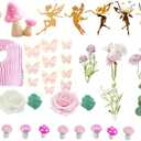 Fairy Cake Topper Fairy Garden Theme Cake Decor Pink Fairy Door for Birthday Baby Shower, 1.2 x 0.25 inches