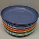 12 Pcs Unbreakable Deep Dinner Plates Set, 10 inch Reusable Plastic Wheat Straw Plates, Microwave and Dishwasher Safe Plate for Kitchen, Lightweight Plate for Dessert, BPA Free, 6 Colors (6-Dark Multicolor)