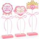 3 PCS Mother's Day Table Decorations, MOM Wooden Signs for Mother's Day Home Kitchen Decorations (MOM)