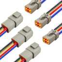 12 AWG 4 Pin DTP Connector, 4 Way Automotive Waterproof Electrical Connectors Heavy Duty, 12 Gauge Cable Wire Male and Female Quick Connect Harness for Car Truck Boat LED-3 Pack