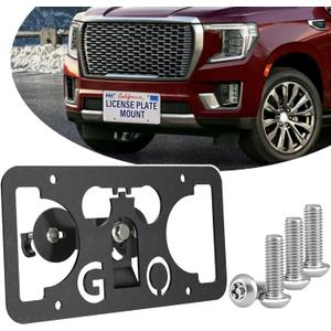 No Drill Anti-Theft Front Bumper License Plate Bracket Mount Kit-Grille Mount Compatible with GMC Yukon 2015-2025 (5th Gen).