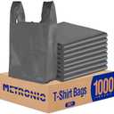 METRONIC 1000 Count Grey Plastic T-shirt Bags with Handle, 11.5 x 6.5 x 21 Plastic Carry Bags for Retail, Supermarket, Grocery Shopping Bag for Packaging, Take out, To Go, Convenience Stores, in Bulk