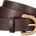 XZQTIVE Women's Leather Belts for Jeans Dresses Pants Fashion Gold Buckle Ladies Waist Belt