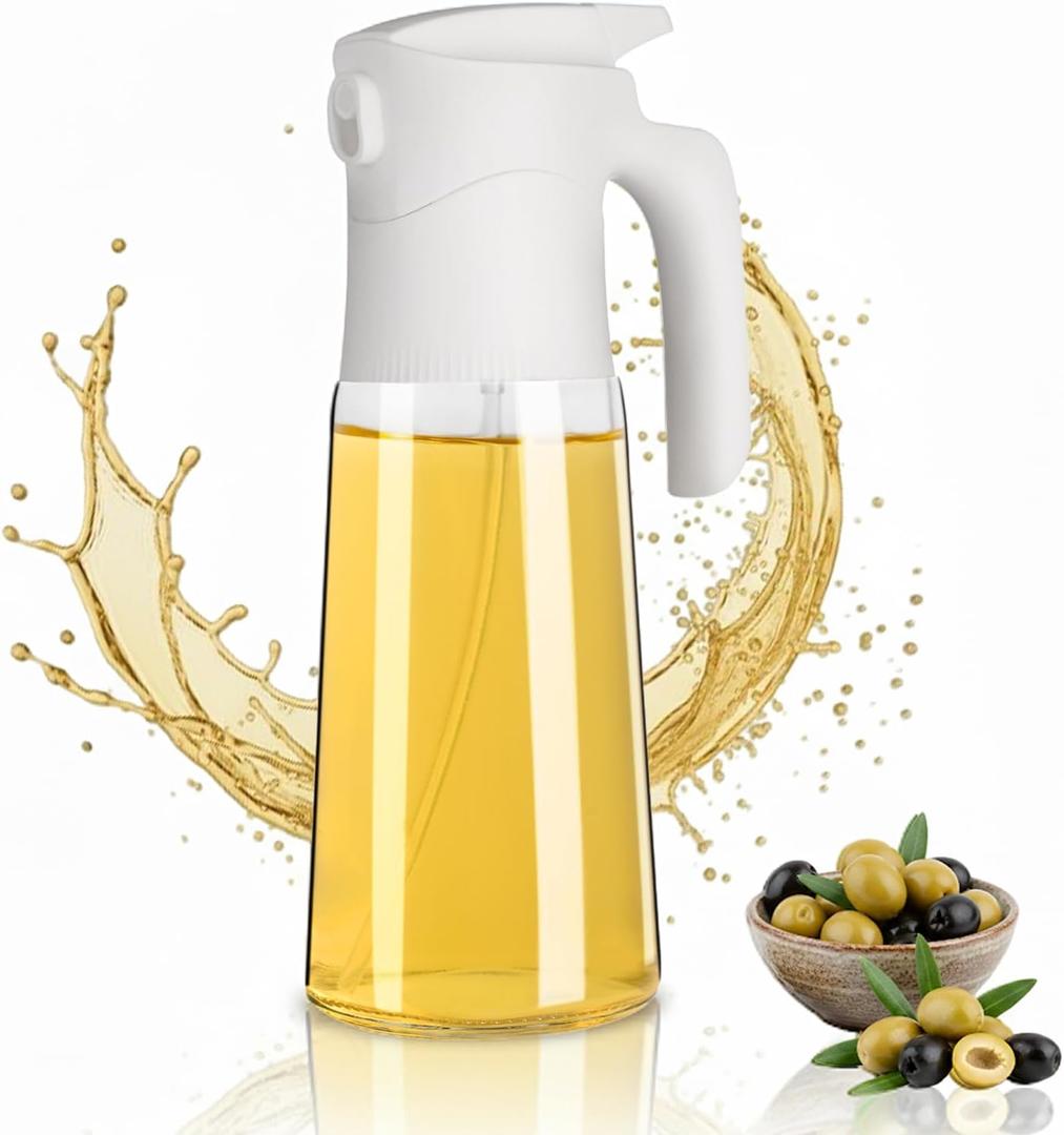 NYXVAULTA 300ml Glass Olive Oil Spray Bottle : (Only supports spray use), with precise dosage control. Suitable for kitchen and air fryer, applicable to salad, frying, and grilling scenarios. (White)