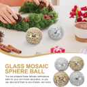 Amosfun 4Pcs Mosaic Glass Balls 3.1 Inch Decorative Orbs for Bowls Table Vases Home Decor Accents Silver and Gold