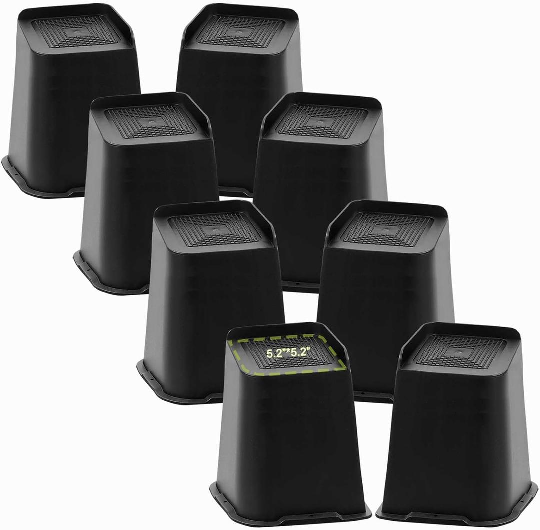 Bed Risers 8 inch Heavy Duty, Oversized Furniture Riser for Couch Sofa Table Chair Leg Frame Dorm, Support up to 6000 Lbs (Black, 4 Pack, 8 inch)