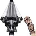 choyaxo Lace Veil Wedding Veil Floral Lace Bridal Veil Black