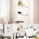 Floating Shelves for Wall, Off Center Metal Shelves for Living Room, White Floating Shelves for Wall Decor, 16” Hanging Shelves for Bedroom Bathroom Kitchen Plants(2 PCS), 16in*2