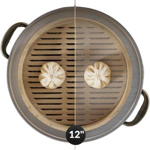 Prime Home Direct Bamboo Steamer Silicone Liners 12Inch | 6 Count | BPA Free | Reusable & Non Stick for Air Fryer, Dumpling Food Steam Pot & Dim Sum Steaming | Round Mesh Parchment Baking Sheet Paper