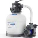 AQUASTRONG 16in Sand Filter Pump for Above Ground Pool with Timer, 3/4 HP Pool Pumps Above Ground 3800 GPH for Pools up to 16000 GAL, Pool Filter with 6-Way Valve, Improved Circulation and Filtration