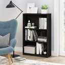Furinno JAYA Book Shelf, 3-Tier Bookshelf, Bookcase with Adjustable Shelves, 9.5 x 24.5 x 40.3, for Organization and Storage, for Living Room, Bedroom, Home Office, Espresso