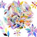Lanyani Iridescent Petal Mosaic Tiles, Hand-Polished Stained Glass Tile for Flower Designs, Vibrant Glass Mosaic Pieces Assortment for DIY Crafts & Home Decor, 150 Pieces of Tile