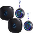 Caregiver Pager, Wireless Call Button for Seniors/Elderly at Home, 2 SOS Buttons + 2 Receivers Medical Life Alert System, Emergency Panic Call Bell, Nurse Calling & Patient Assistance Alarm (Black)