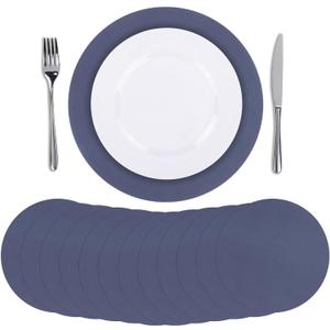 120 Pcs Navy Blue Paper Placemats, 13.5 Inch Disposable Scalloped Placemat Disposable Table Place Mats Decorative Paper for Birthday Wedding Banquet Thanksgiving Holiday Graduation Celebration Party