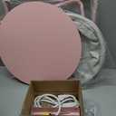 VASAGLE LILEA Collection - Small Round Side End Table, Modern Nightstand with Fabric Basket, Jelly Pink and Cream White ULET223R61