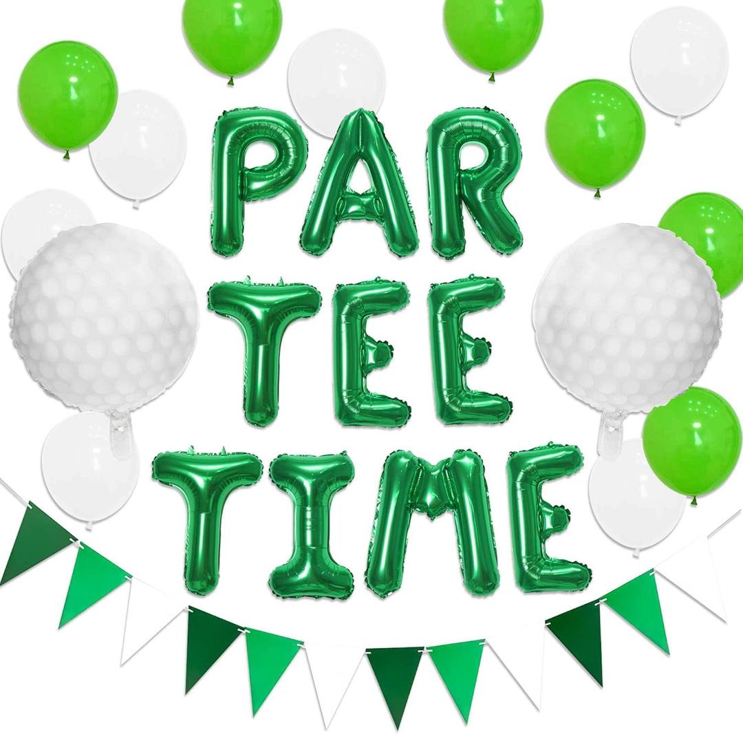 Let's Partee Time Golf Party Decorations Golf Balloons Banner Sport Themed Party Supplies Pink Balloons for Womens Birthday Baby Shower Bridal Shower Retirement Party