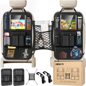 New Fi Backseat Car Organizer(20 Storage Pockets),Come with Free 1 Seat Net and 2 Headrest Hook, Touch Screen Tablet Holder, Divider for Driving Safely Children & Pets, Car Organizer (black)
