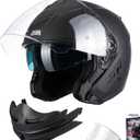LEM Modular Motorcycle Helmets for Adults, Full Face Motorcycle Helmets for Men, Detachable Chin Guard, DOT Approved, Anti-Fog PINLOCK & DVS Dual Vision, Double D Lock, Quick (Matte Black, Small) (Black, S)