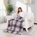 Electric Heated Blanket Throw Size - 50"x60", Soft Flannel Heating Blanket, 4 Heating Levels, 3 H Auto Shut Off, Breathable Warm and Washable for Sofa, Blue-White-Red Plaid