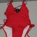 ZAFUL Women Plunging One Piece Swimsuit Backless Cross Tie High Cut Thong One-Piece Bathing Suit, S