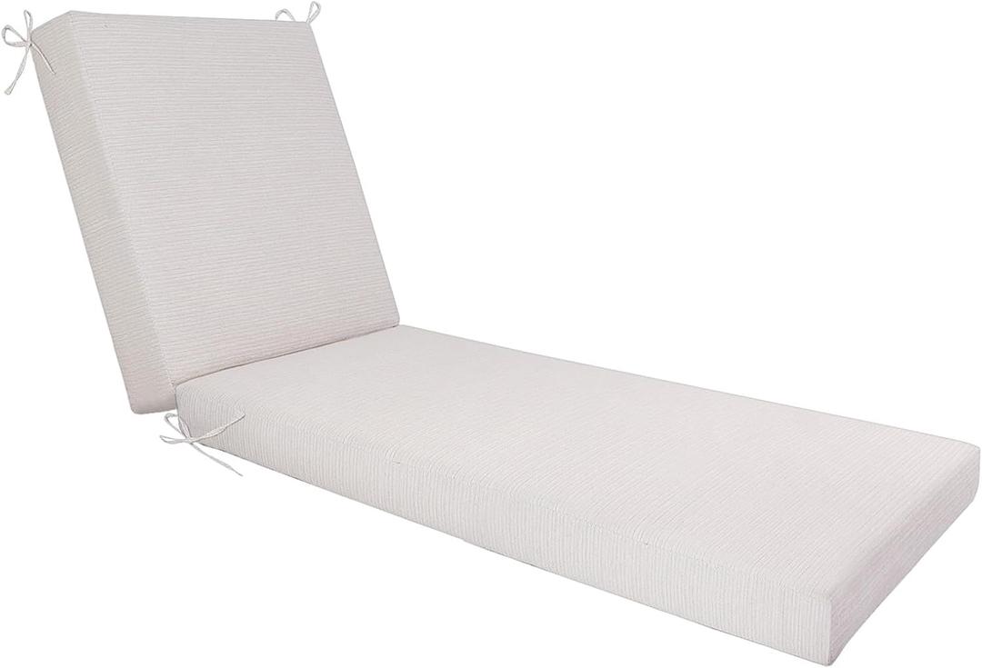72 x 22 x 3.5 Inch Outdoor Chaise Lounge Cushion- Waterproof & Fade Resistant Patio Lounger Cushions with Removable Cover for Pool, Deck, Lawn(Beige)
