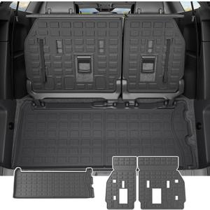 powoq 7&8 Seats Cargo Mat Compatible with 2021-2025 Toyota Sienna Trunk Mat Cargo Liner TPE Backrest Mat Trunk Liner Replacement for 2021-2025 Toyota Sienna Accessories (Trunk Mat+Backrest Mat)