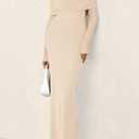 PRETTYGARDEN Fall Dresses for Women 2025 Elegant Off The Shoulder Long Sleeve Formal Wedding Guest Bodycon Maxi Dress(Apricot,Small)