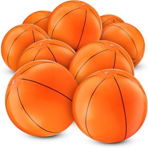 Inflatable Basketballs (Pack of 12) 16-inch Beach Balls for Pool Beach Toys & Basketball Party Favors for Kids Sports Themed Birthday Party Decorations, Outdoor Backyard Summer Pool Games Supplies