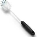 OXO Good Grips Bottle Brush, Dual-Bristle Cleaning for Bottles, Pitchers and Carafes, Flexible Neck Scrub Brush, Safe for Stemware and Delicate Glassware, Dishwasher Safe