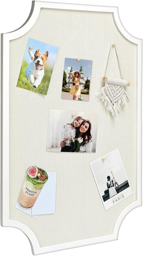 Linen Bulletin Board, Large Pin Board for Wall,20"x30",White Wood Frame