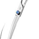 JASON 8" Curved Dog Grooming Scissors Ergonomic Pets Cats Trimming Shears with Offset Handle and a Jewelled Screw for Right Handed Groomers Long Sharp Comfortable Christmas Gift