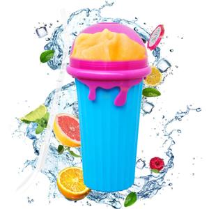 NUFR Slushie Maker, Large Capacity Magic Quick Frozen Smoothies, Cooling Cup, Double Layer Squeeze Cup, Homemade Milk Shake Ice Cream Maker DIY for Children and Family (Dark Blue)