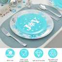 175pcs Christmas Dinnerware Set Disposable for 25 Guests, Blue and White Christmas Plates Includes 25 Dinner Plates, 25 Blue Snowflake Dessert Plates, 75 Silverware Set, Cups and Place Cards