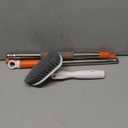 SetSail Floor Scrub Brush, 3-In-1 Tile Tub Floor Scrubber with 52-inch Adjustable Long Handle Shower Cleaner and 3 Detachable Replacement Brush Heads for Cleaning Bathroom Kitchen Walls Tub Tile (Orange)