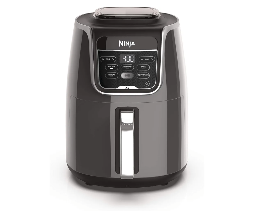 Ninja | XL Single Basket Air Fryer | 5.5 QT Capacity fits 3lbs of Wings | 5-in-1Air Fry, Roast, Bake,Reheat & Dehydrate |Dishwasher Safe Parts & Recipe Guide | Grey |AF150AMZ